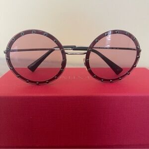 Valentino Studded Pink Round Sunglasses